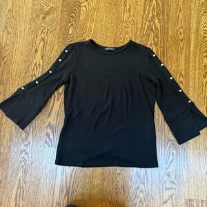 Lisette L Black Pearl Bell Sleeve Top Blouse XS